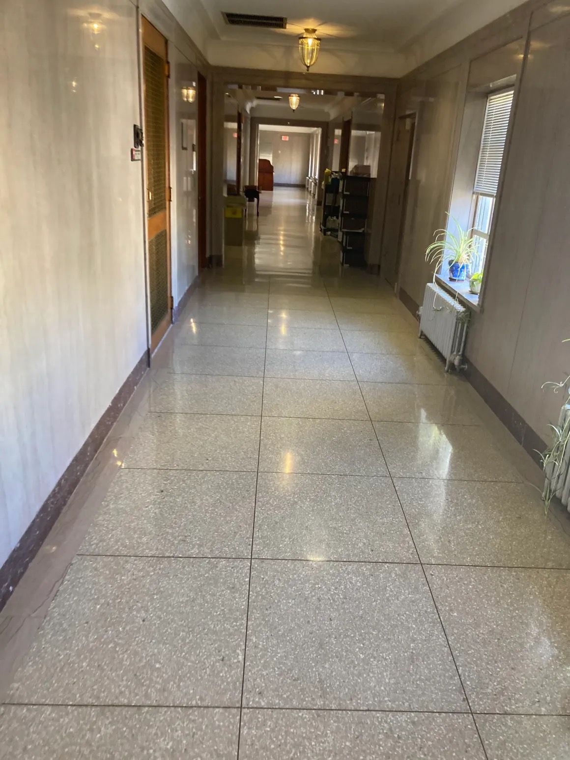 Polished corridor in a medical building